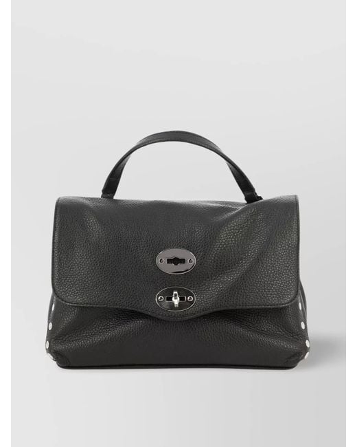 Zanellato Black Studded Top Handle Shoulder Bag