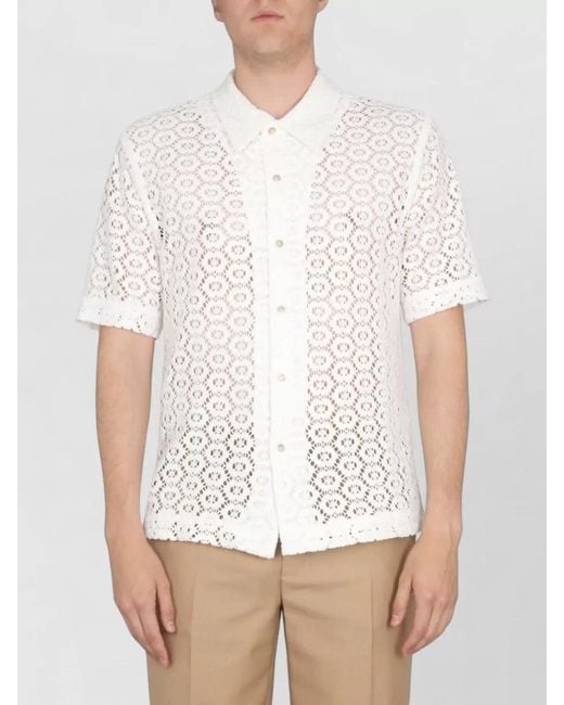 Séfr White Noam Shirt Straight Cut Lace Short Sleeves for men