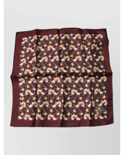 Dolce & Gabbana Purple Silk Square Scarf Oranges Blossoms Motif for men
