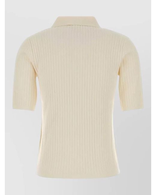 MM STUDIO Natural Viscose Blend Oscuri Polo Shirt Ribbed