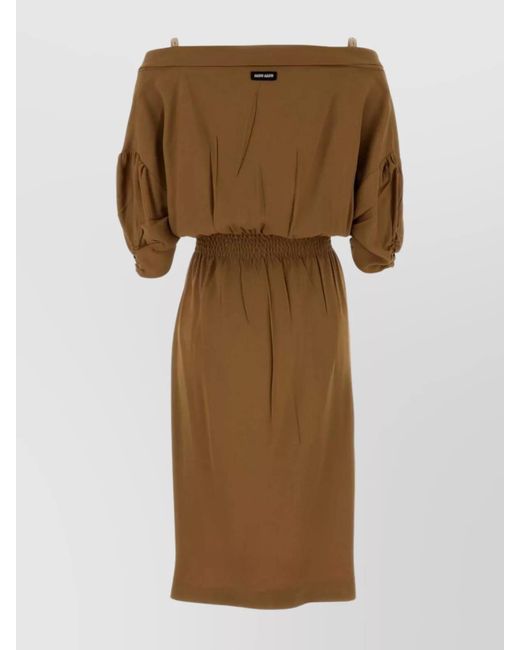 Miu Miu Natural Crepe Midi Dress