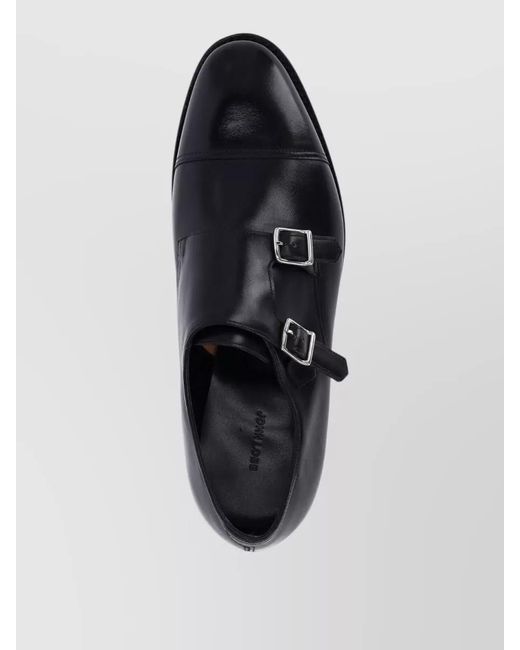 John Lobb Black Monk Strap Smooth Leather Formal Shoes for men