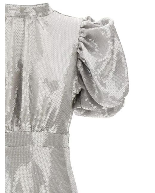 ROTATE BIRGER CHRISTENSEN White Sequin Midi Dress Featuring Bow Detail