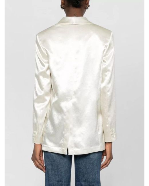 Alysi White Single Breasted Blazer Jacket Satin Lapels