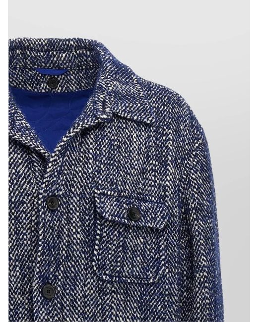 Etro Blue Chevron Wool Shirt Jacket for men
