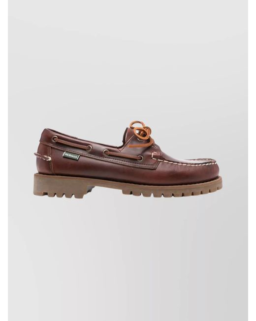 Sebago Brown Round Toe Brogues With Eyelet And Stitching for men