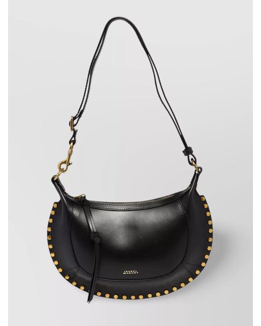 Isabel Marant Black Oskan Moon Small Leather Shoulder Bag