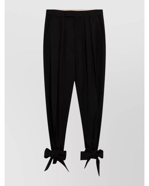 Chloé Black Pleated Front Pants Bow Detail Pockets