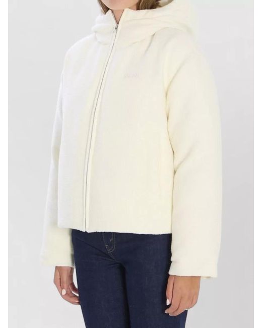 Gucci White Wool Blend Hooded Bomber Jacket