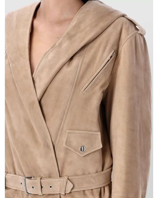 Alaïa Blue Suede Hooded Biker Jacket