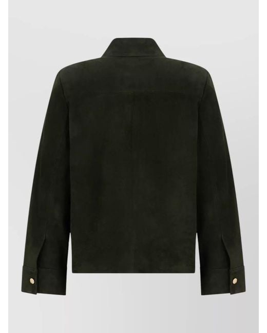 Max Mara Black Suede Lambskin Jacket Buttons Modern Silhouette
