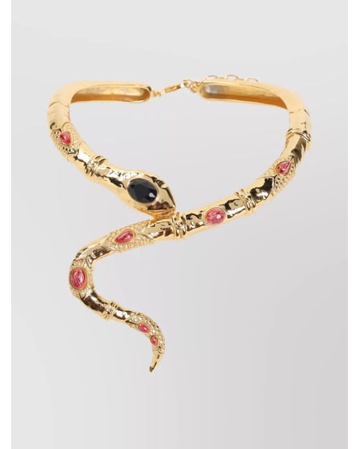Roberto Cavalli Multicolor Snake Shape Gemstone Necklace