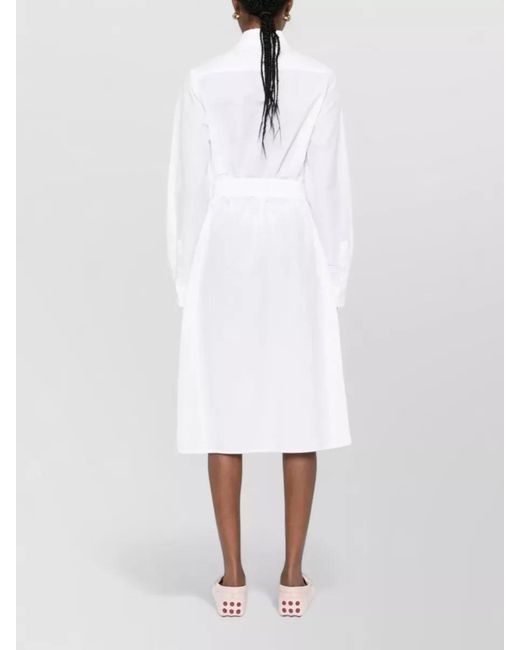 Polo Ralph Lauren White Cotton Linen Long Sleeve Shirt Midi Dress