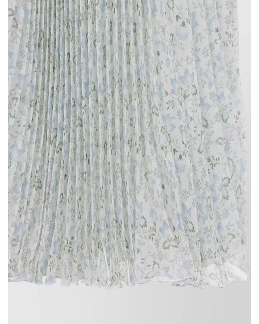 Ermanno Scervino White Silk Floral Print Pleated Midi Skirt