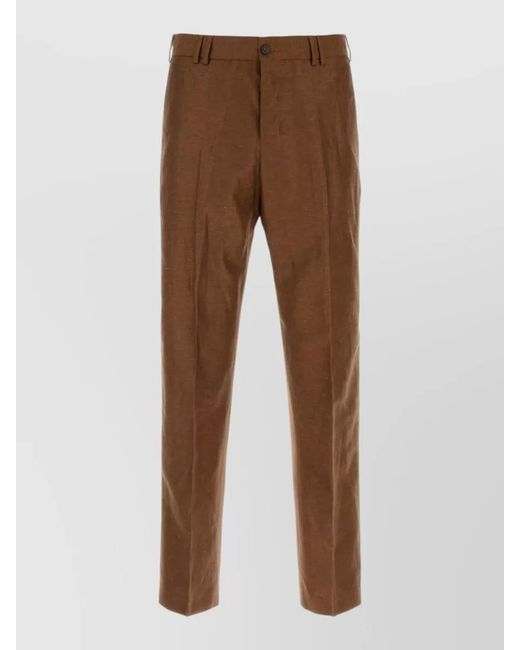 PT Torino Brown Regular-Fit Straight-Leg Trousers for men