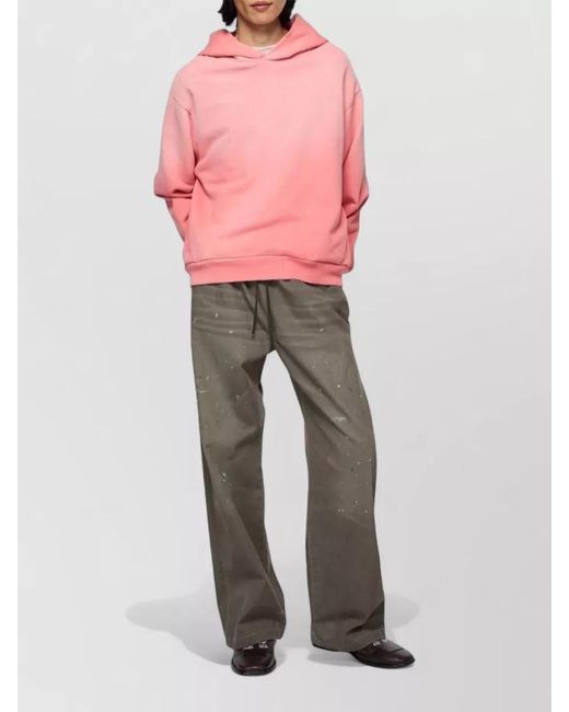 Acne Pink Logo Cotton Hoodie Long Sleeve Design