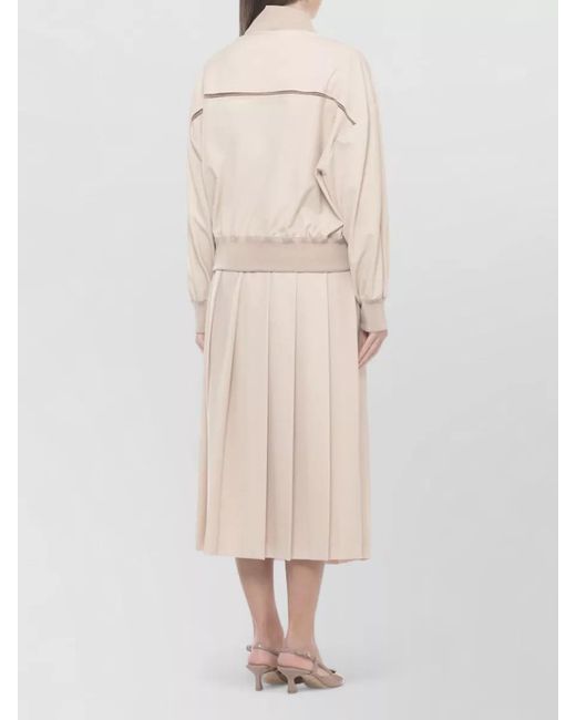 Fabiana Filippi Natural Short Jacket High Collar Crewneck Sleeves