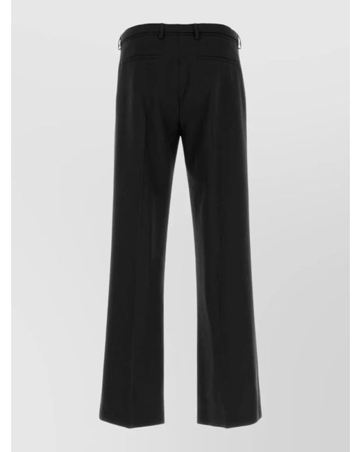 Dries Van Noten Black Wool Wide Leg Tailored Pants Belted Waist for men