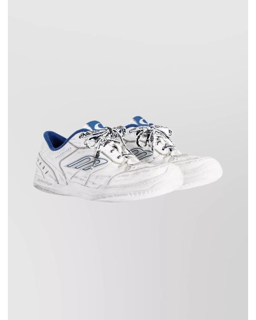 Balenciaga Blue Leather Hamptons Low-Top Sneakers for men