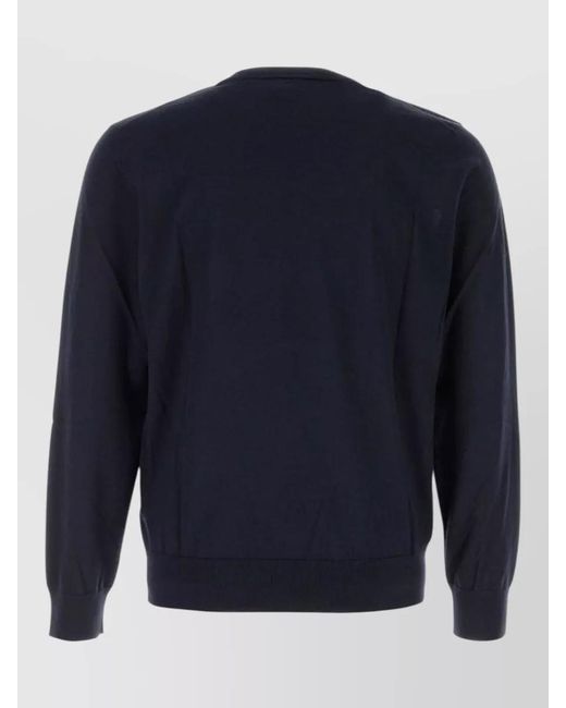 Brioni Blue Cashmere Blend Crew Neck Sweater Long Sleeves for men