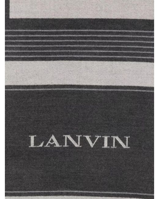 Lanvin Gray Logo-Lettering Scarf
