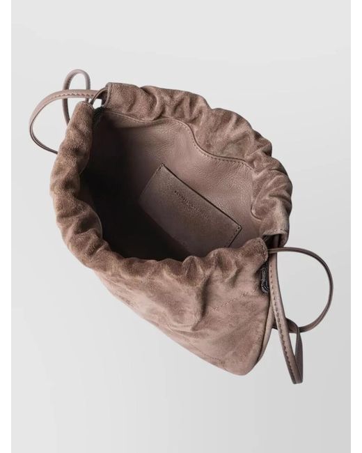 Brunello Cucinelli Brown Monili Suede Shoulder Bag