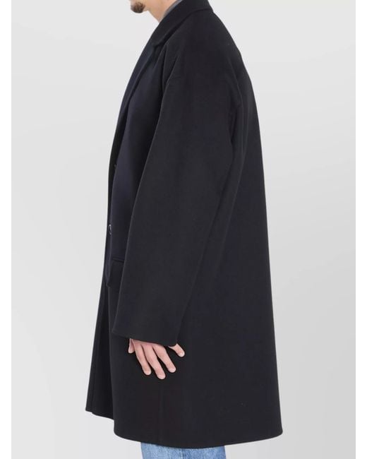 Bottega Veneta Blue Wool Regular-Fit Midi Single-Breasted Coat for men