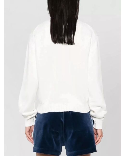Casablanca White Mushroom Emblem Intarsia Crewneck Sweater