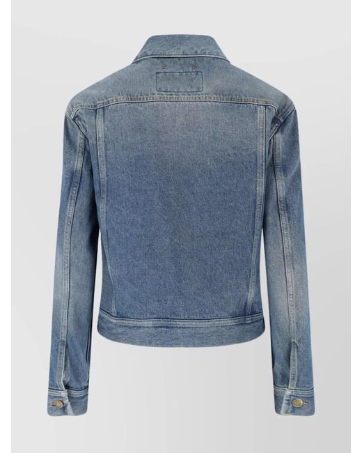 Golden Goose Deluxe Brand Blue Flap Pocketed Collar Stitched Denim Jacket