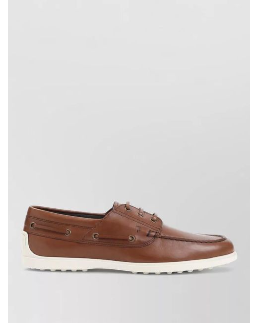 Tod's Brown Leather Boat Loafers for men