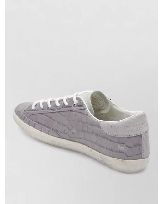 Golden Goose Deluxe Brand Metallic Low Top Sneakers Crocodile Texture Rubber Sole