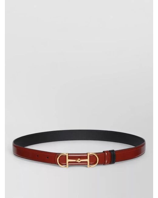 Gucci White Leather Reversible Belt With Horsebit Buckle