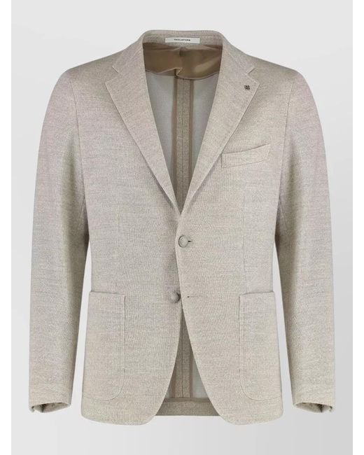 Tagliatore Natural Single Breasted Wool Blend Notch Lapel Jacket for men