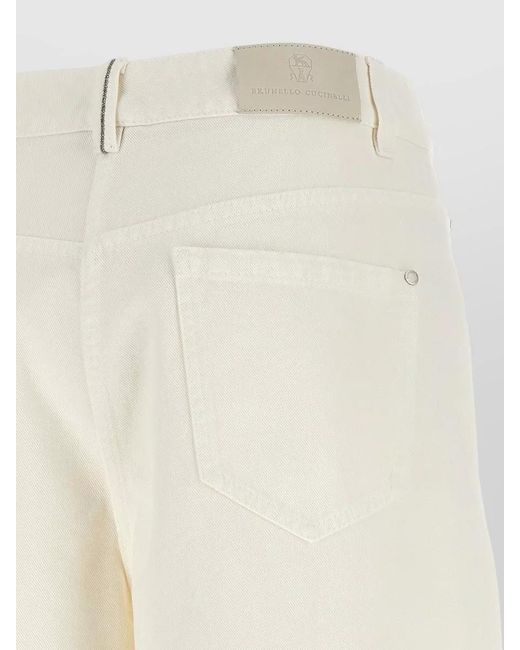 Brunello Cucinelli White Denim High-Rise Wide-Leg Jeans