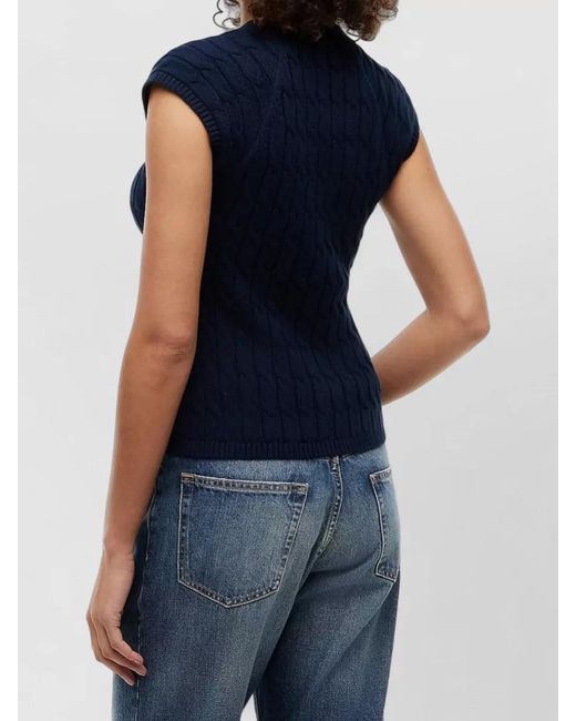 Tommy Hilfiger Blue V Neck Cable Knit Vest Cardigan