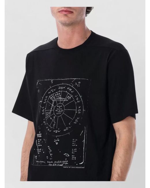 Rick Owens Black Cotton Printed Short-Sleeve T-Shirt for men