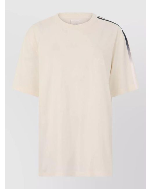 Y-3 Natural Short Sleeve Striped Shirt Crew Neck for men