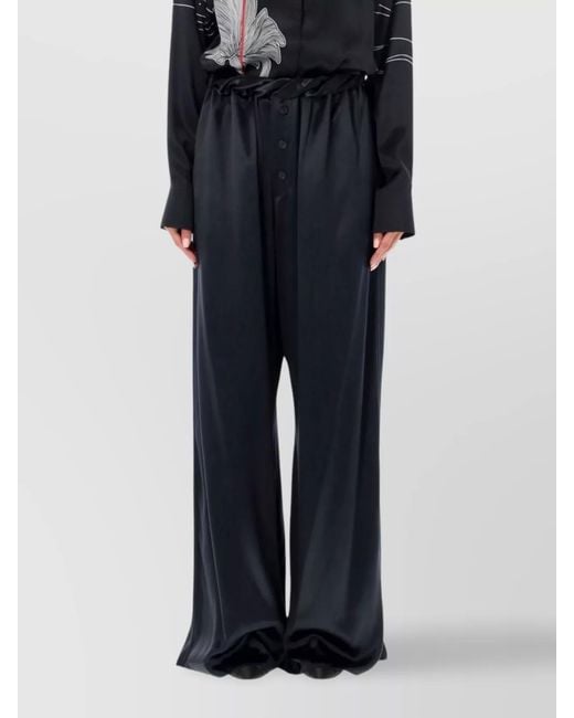 Ferragamo Blue Satin Wide-Leg Trousers