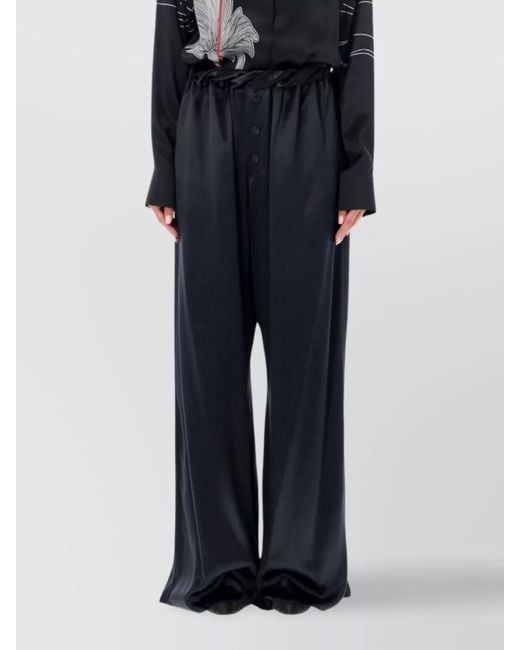 Ferragamo Blue Satin Wide-Leg Trousers