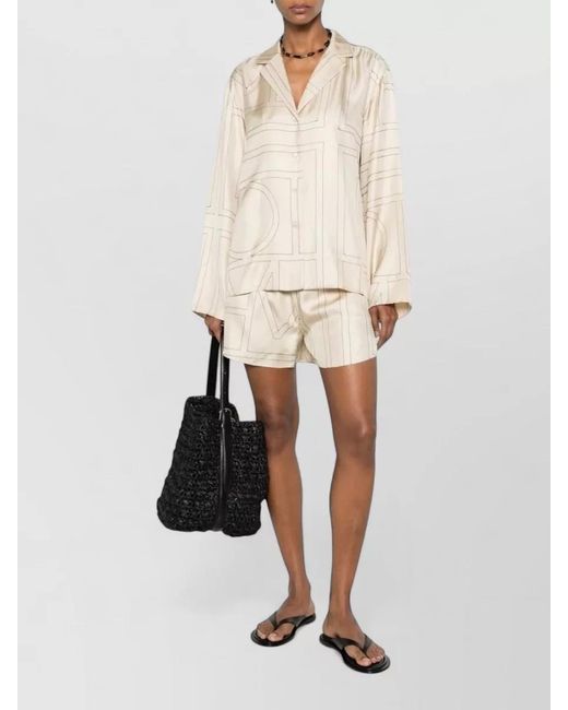 Totême  Natural Monogram Silk Pajama Shorts
