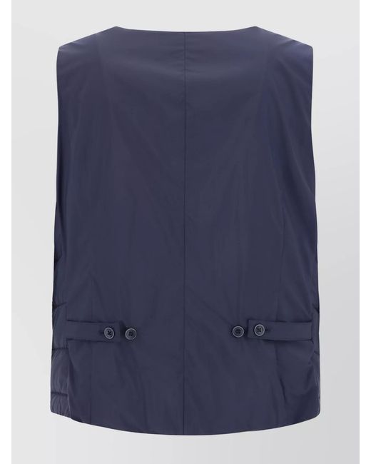 Herno Blue Down Quilted V-Neck Sleeveless Vest for men
