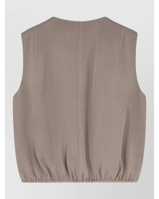 Alysi Natural Satin Top Draped Front Button Detail