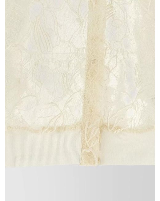 Fabiana Filippi Natural Lace Overlay Cardigan Short Sleeves Collar