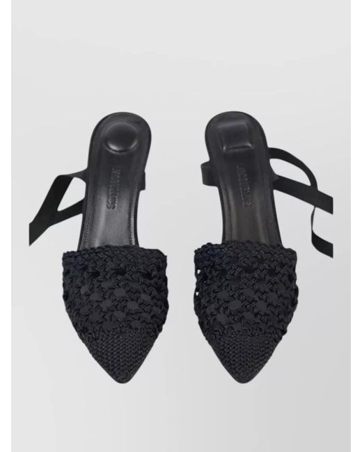 Jacquemus Black Espadrilles Ankle Strap Pointed Toe Wedge
