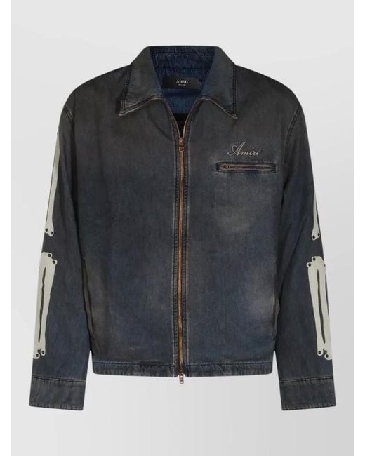 Amiri Black Lea Bones Denim Jacket Casual Style for men