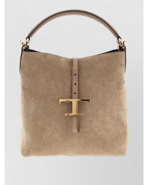 Tod's Natural T Timeless Mini Leather Bucket Bag
