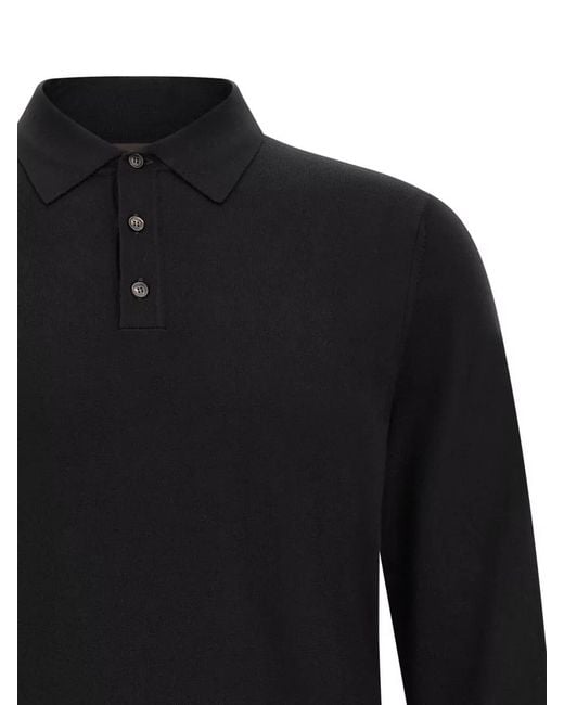 Zanone Black Flexwool Wool Polo Collared Knit Sweater for men