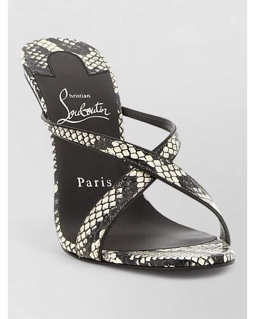 Christian Louboutin Red Mulazee Cross Strap Snakeskin Open Toe Mules