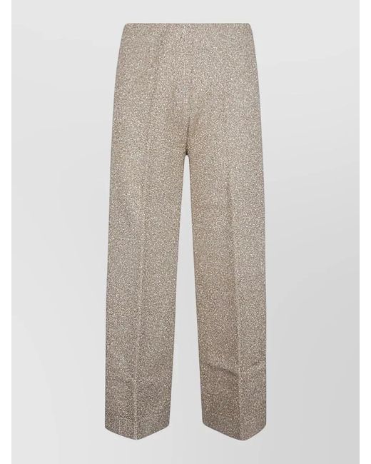 Circus Hotel Natural Viscose High Waist Metallic Wide Trousers