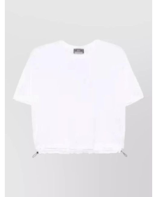 Herno White Knit Top Short Sleeves Crew Neck